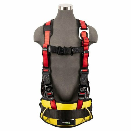 SAFEWAZE Oil & Gas Full Body Harness: 1D, Derrick Belt, QC Chest, FD, TB Legs FS77635-OD